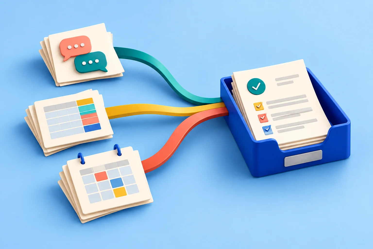 Illustration of connected machines and flowing data